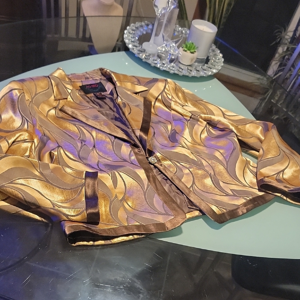 AS HRO Gold and Brown Patterned Blazer 18